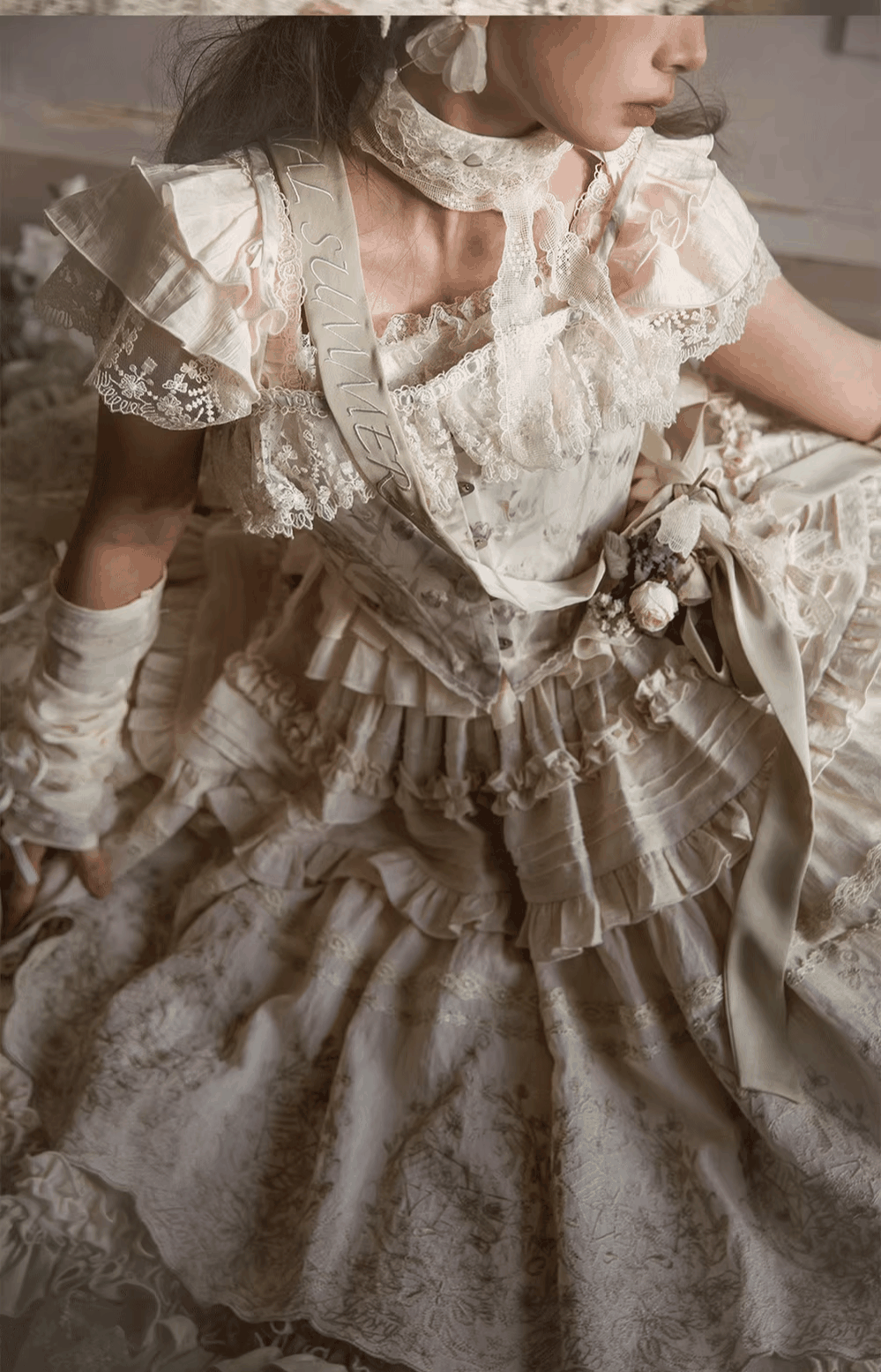 ZJstory - 14-line Poem Set - Classic Lolita Separate Dress Set Tiered Ruffles Skirt