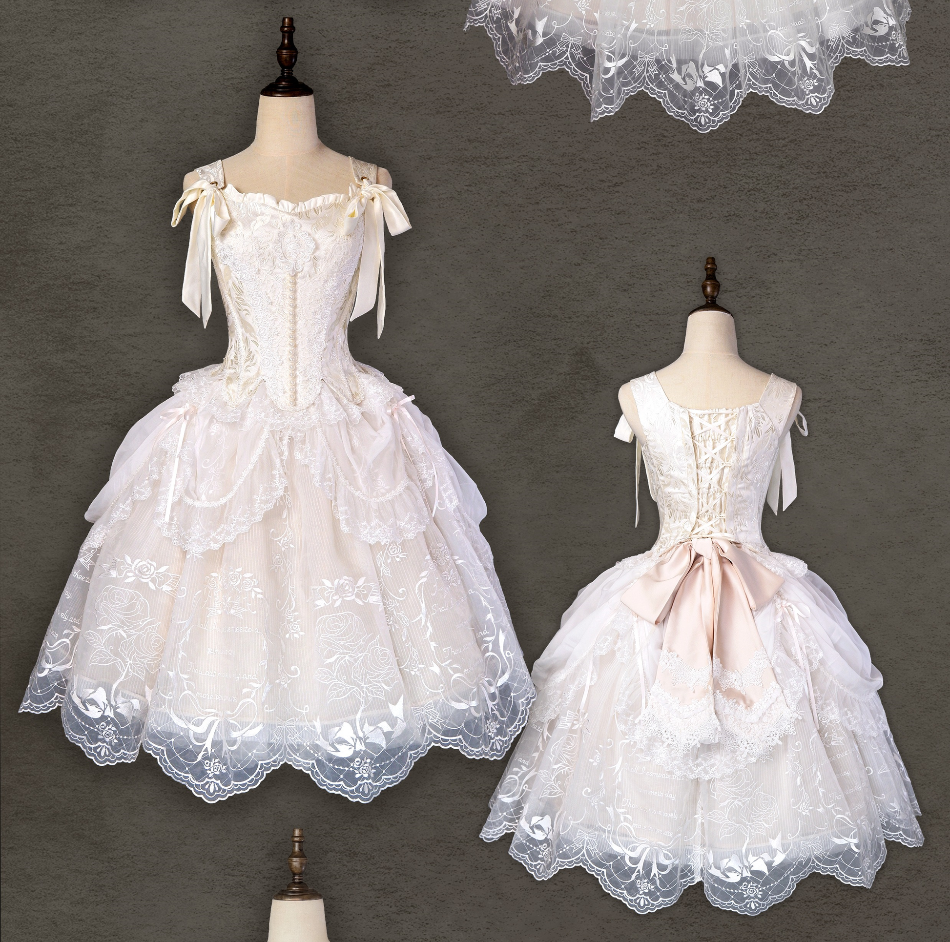 AuroraBorealis - Moonshadow - Gorgeous Wedding Lolita Dress Set Embroidered JSK SK and Bodice