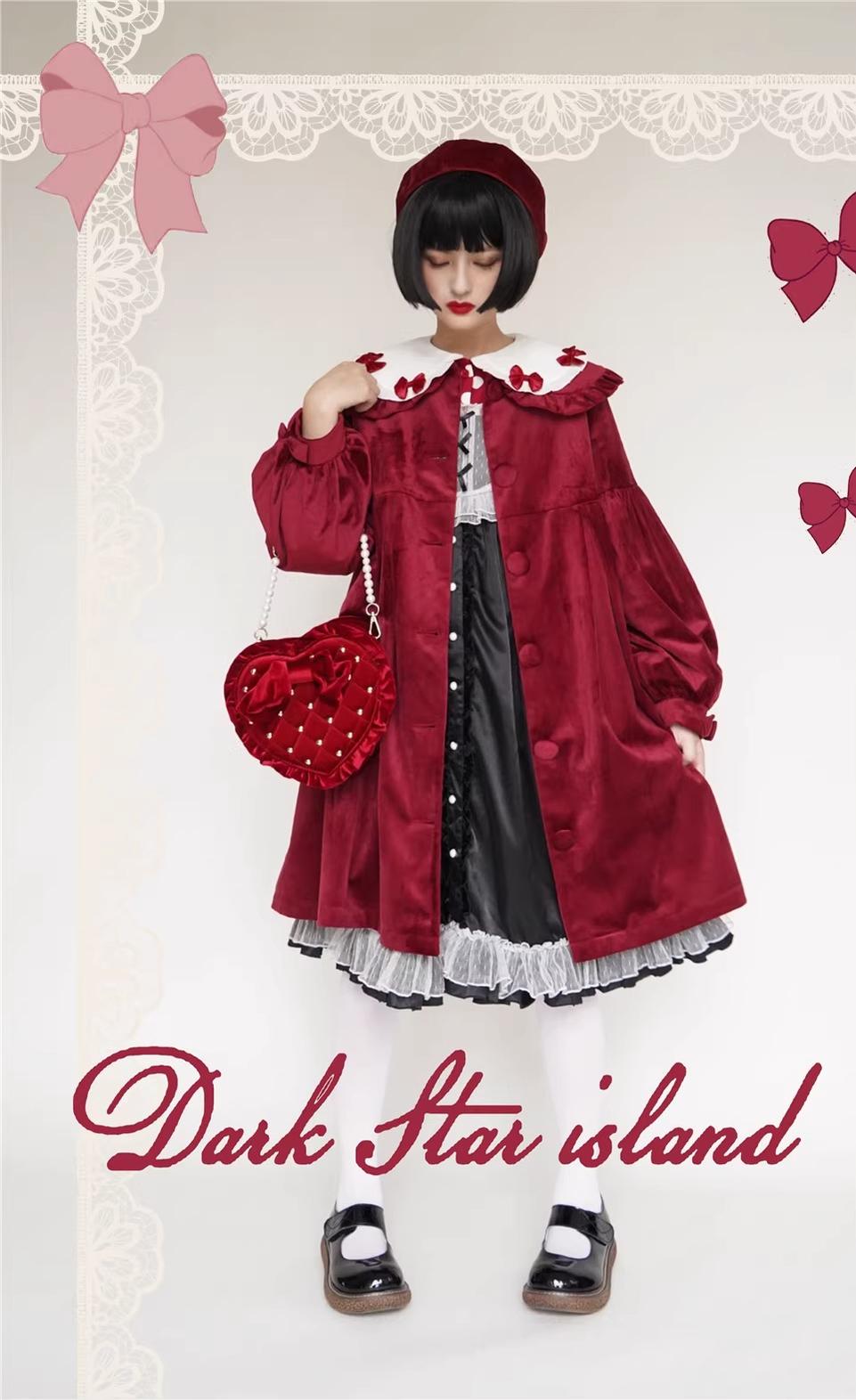 Dark Star Island - Winter Lolita Cape Velvet Antique Lolita Coat