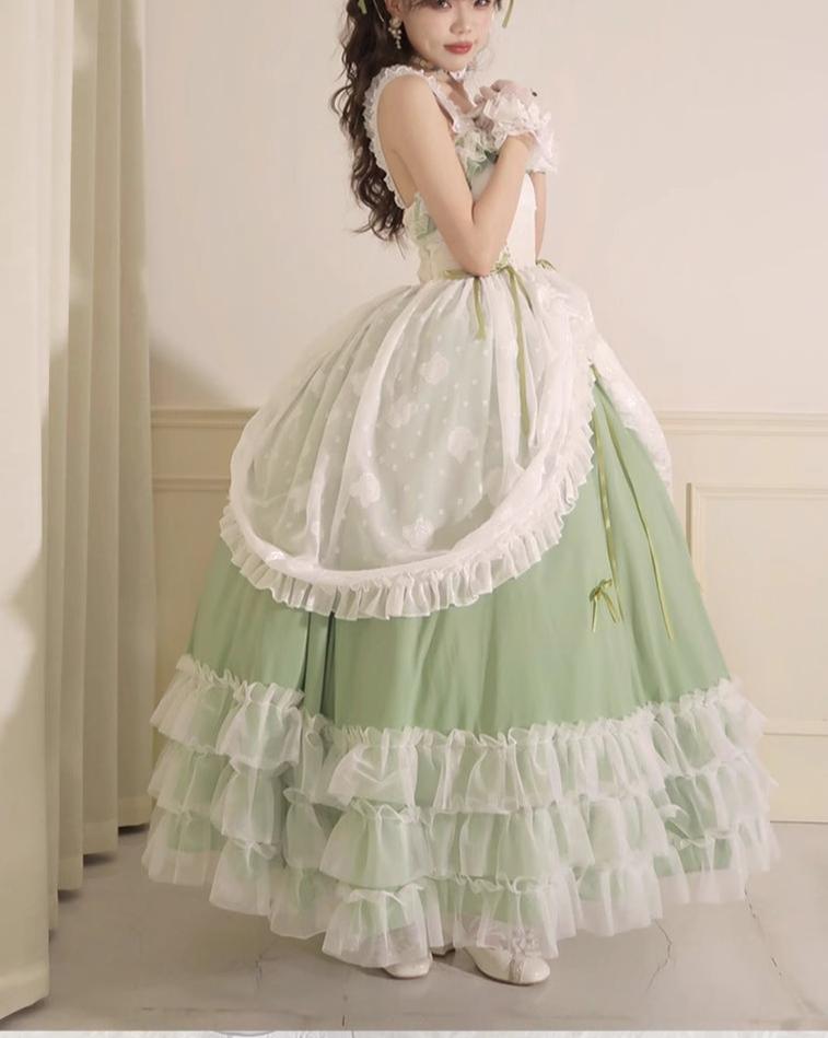 Daydream Whisper - Toting Basil - Plus Size Wedding Lolita Dress Green Bridal JSK