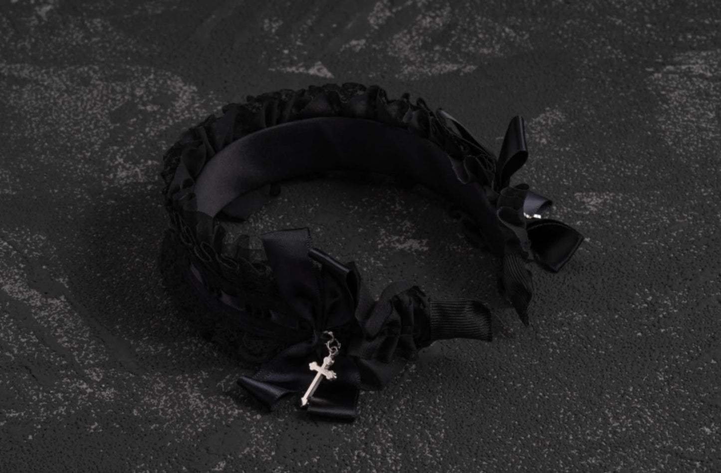 Strange Sugar - Gothic Black Lolita KC Cross Lace Headband Lolita Accessories