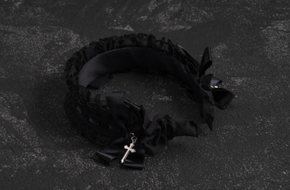 Strange Sugar - Gothic Black Lolita KC Cross Lace Headband Lolita Accessories