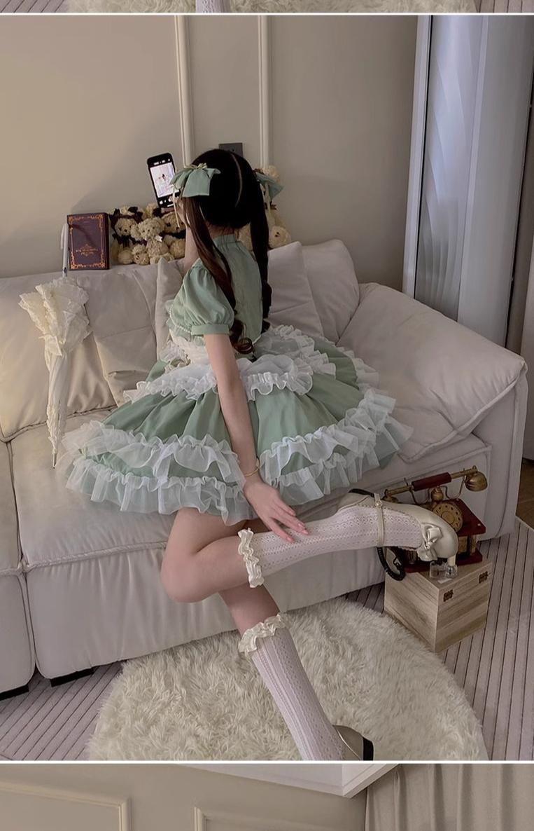 Daydream Whisper - Toting Basil - Plus Size Wedding Lolita Dress Green Bridal JSK