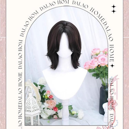 Dalao Home - Bitter Wine - Daily Lolita Short Wig Eight-character Bangs Short Black Tea