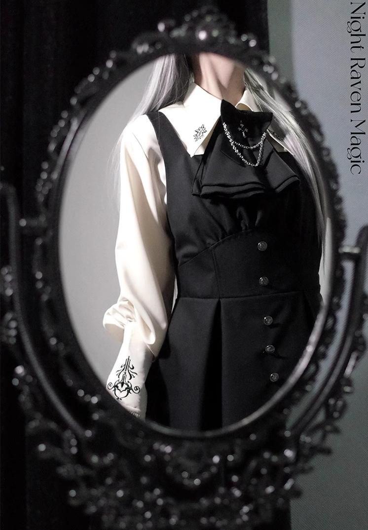 CastleToo - Night Raven Magic - Ouji Lolita Dress Set, Suspender Shorts & Cape