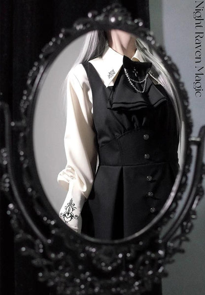 CastleToo - Night Raven Magic - Ouji Lolita Dress Set, Suspender Shorts & Cape