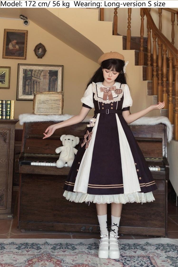 Letters from Unknown Star - Chocolate Workshop - Elegant Lolita OP Daily Short Sleeve Dress