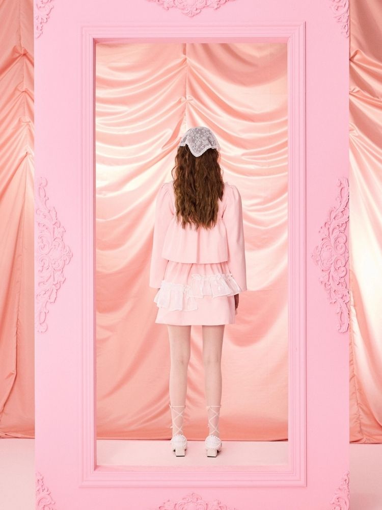 Half Skirt Bowknot Bubble Sleeve Set【s0000006965】