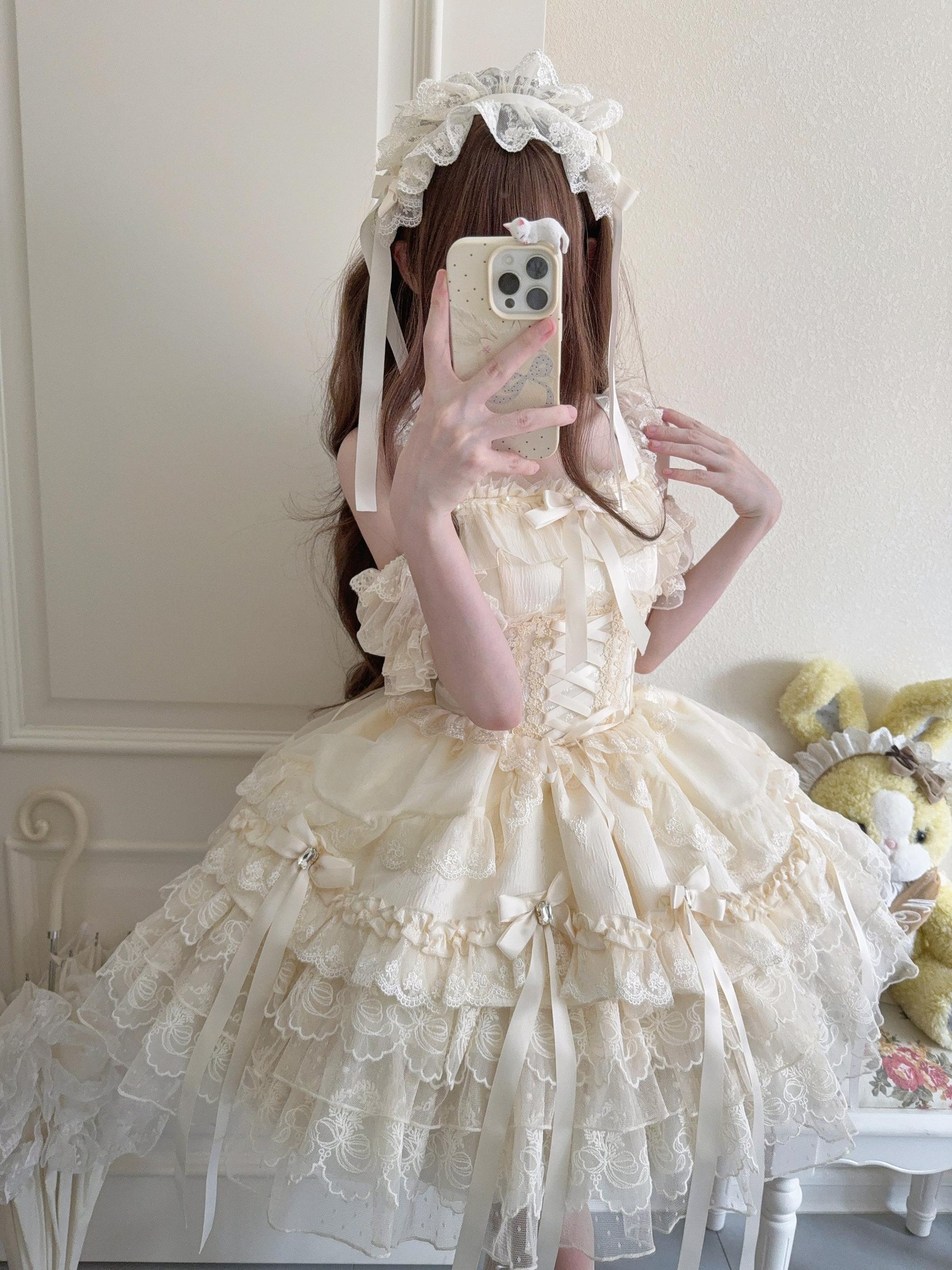 Sugar Girl - Ribbons of Love - Sweet Lolita JSK Dress, Tiered Ruffles