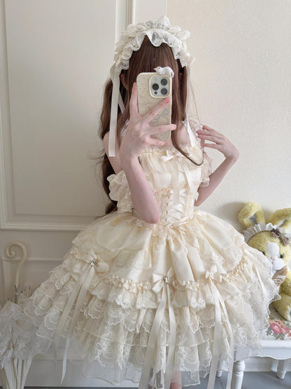 Sugar Girl - Ribbons of Love - Sweet Lolita JSK Dress, Tiered Ruffles