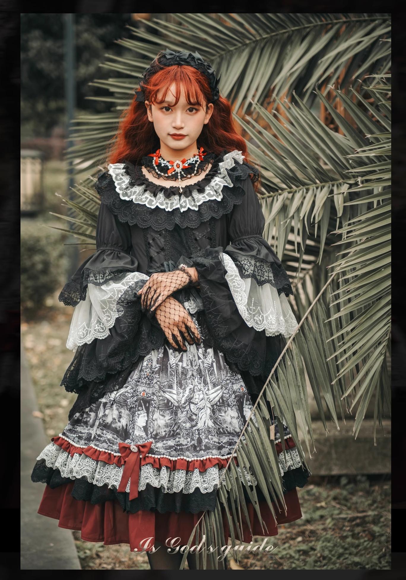 Alice in Wonderland - Undead Rider - Gothic Lolita OP Dress Winter Princess Sleeve Dress