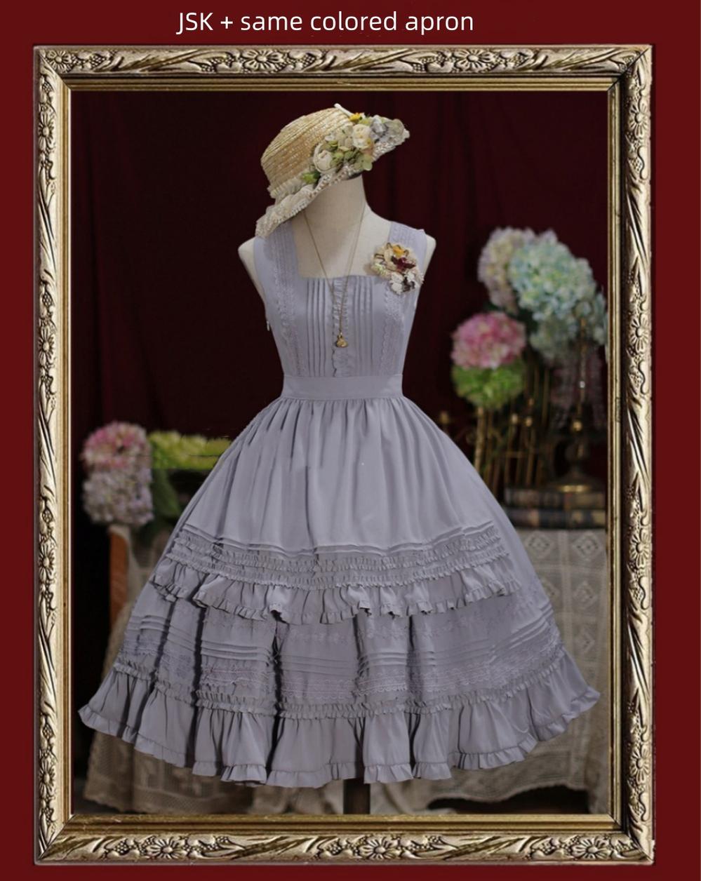 Tiny Garden - Nocturne Reminiscence - Elegant Lolita JSK Dress Multi-Wear Apron Dress Set