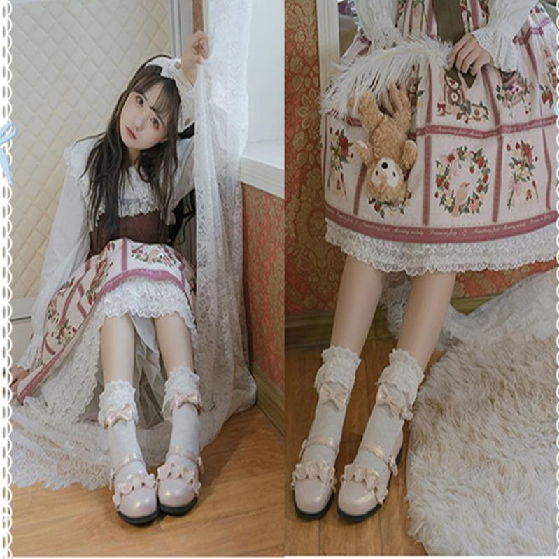 Sheep Puff - Mei Lulu - Lolita Japanese Lace Single Shoes
