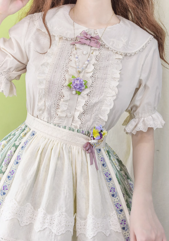 Miss Point - Little Anna - Elegant Lolita Cotton Puff Sleeve Blouse