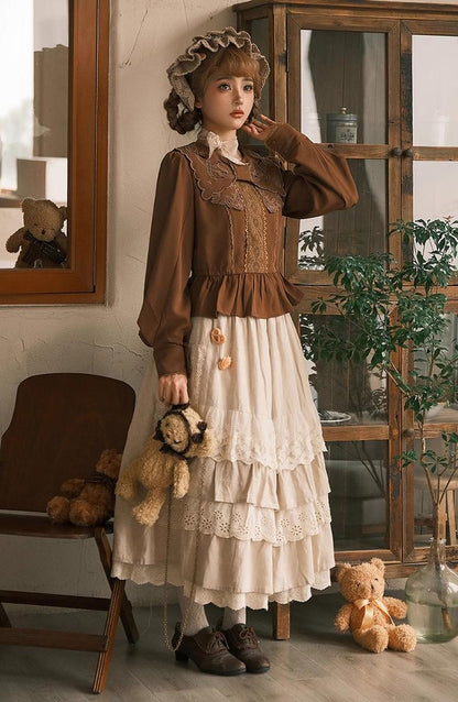 ZeeYe - Night Rose - Classic Lolita Shirt Double Layer Bow Embroidered Versatile Blouse