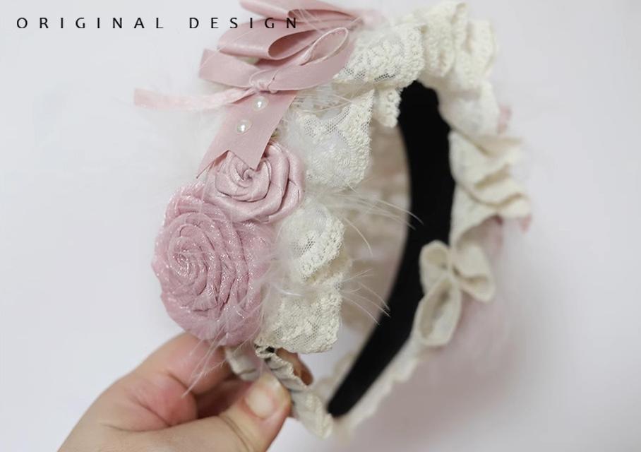 The Accessories' Story - Satin Ballet - Sweet Lolita Headdress Feather Bow