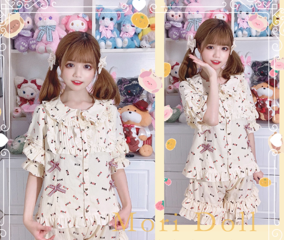 Mori Doll - Kawaii Lolita Rabbit Ears Short Sleeve Shirt Multicolors