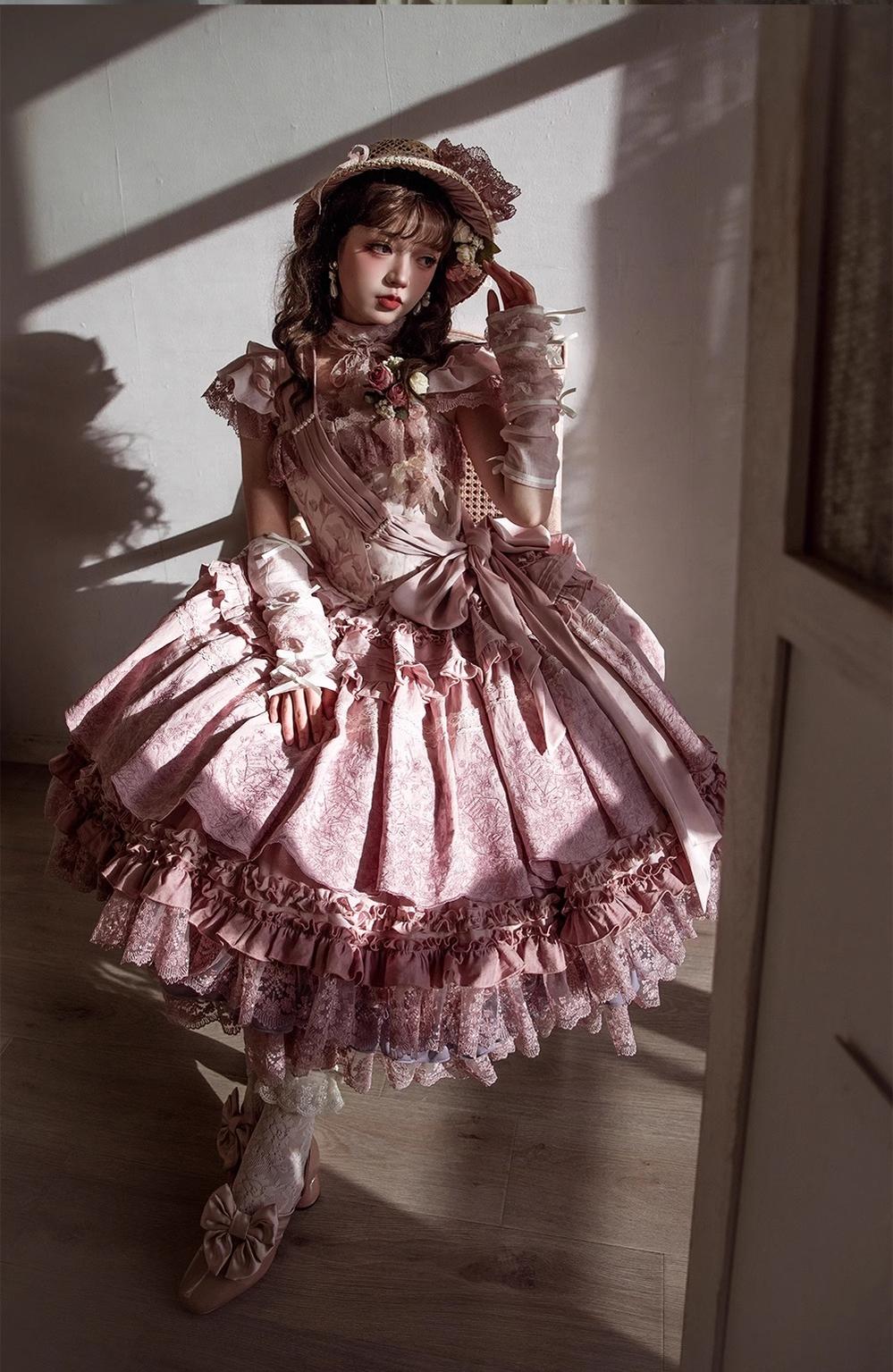 ZJstory - 14-line Poem Set - Classic Lolita Separate Dress Set Tiered Ruffles Skirt