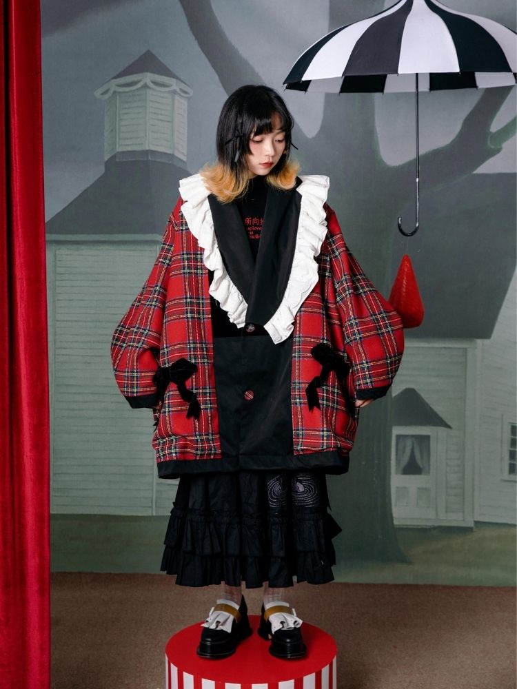 Plaid splicing reversible coat【s0000003612】