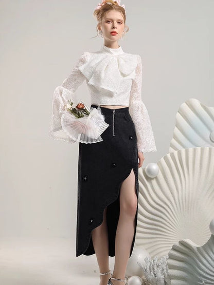 Lace Bow Slim Slim Short Inner【s0000006824】