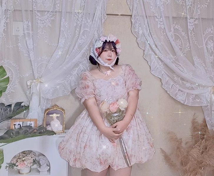 Rouroudream - Selkie - Plus Size Sweet Lolita OP Trailing Floral Princess Gown Dress