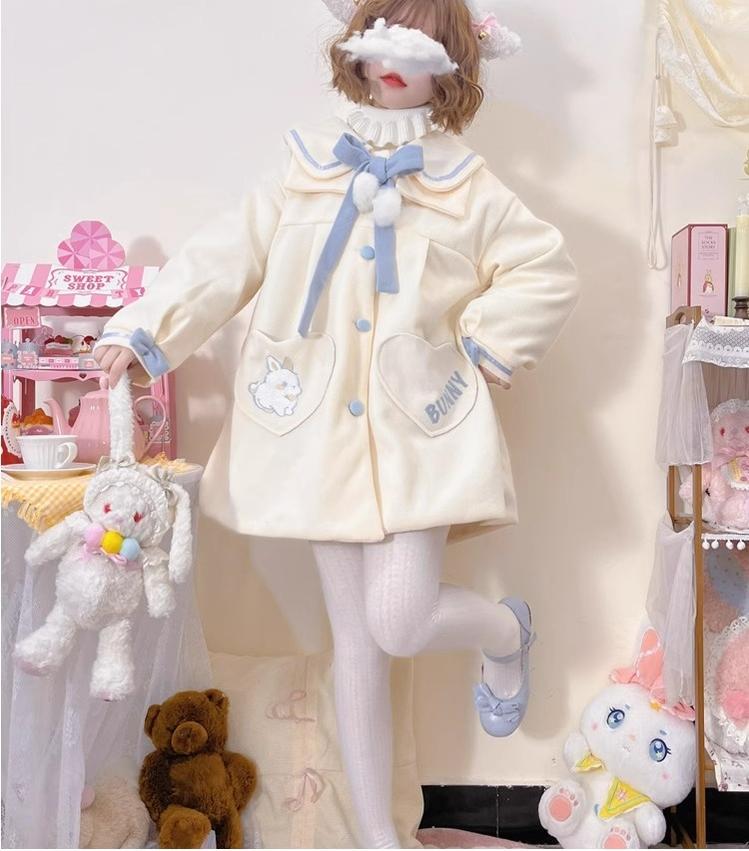Niu Niu - Plus Size Lolita Coat Woolen Winter Lolita Overcoat