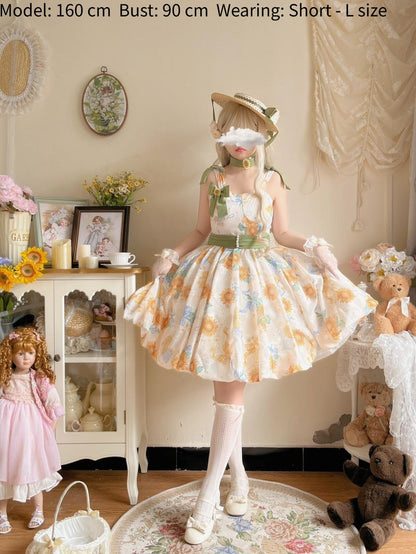 Akiyama Future Studio - Sunflower Print Lolita JSK Dress in Breathable Light Fabric