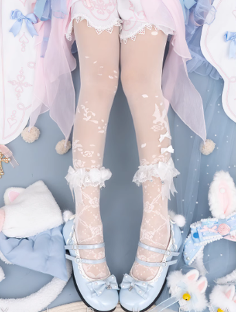 Yidhra - Nightingale and Rose - Elegant Lolita Stereo Flower Thin Tights