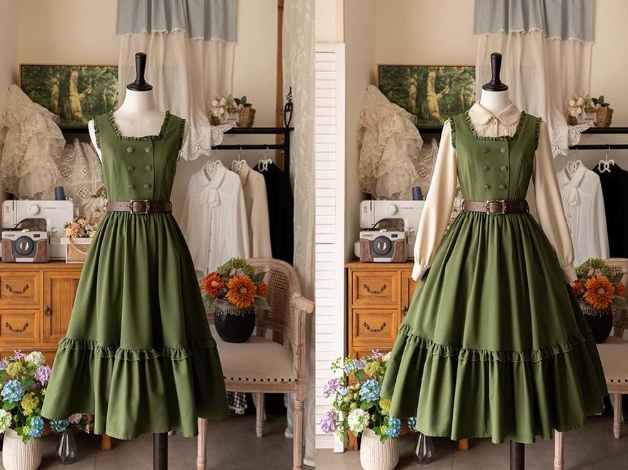 Forest Wardrobe - Little Manor - Classical Lolita JSK Dress & Long Sleeve Blouse