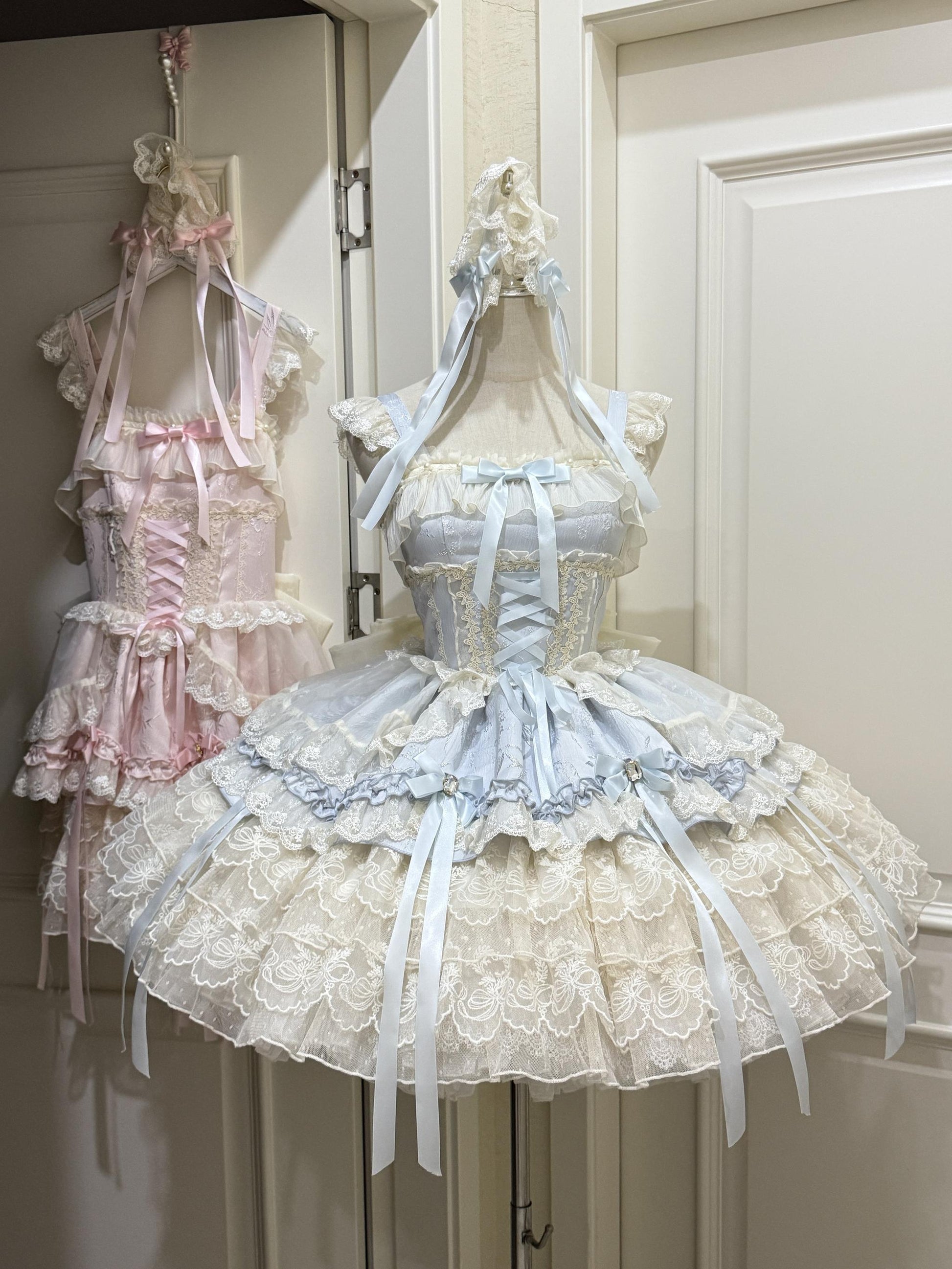 Sugar Girl - Ribbons of Love - Sweet Lolita JSK Dress, Tiered Ruffles