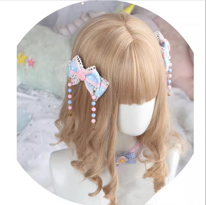 Manmeng - Pink and Blue Sweet Lolita Bow Headwear