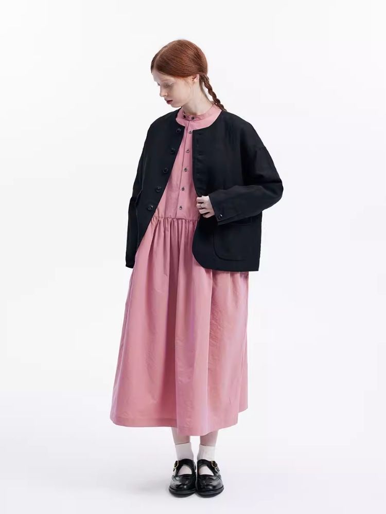 Basic Long Sleeve Literary Dress【s0000007974】