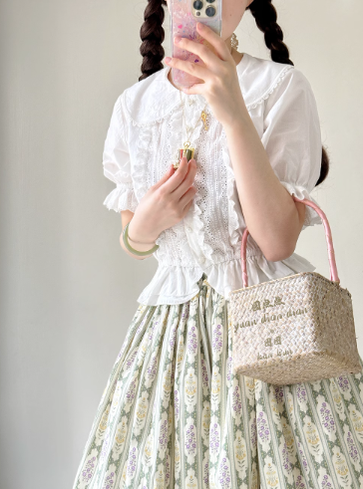 Miss Point - Little Anna - Elegant Lolita Cotton Puff Sleeve Blouse