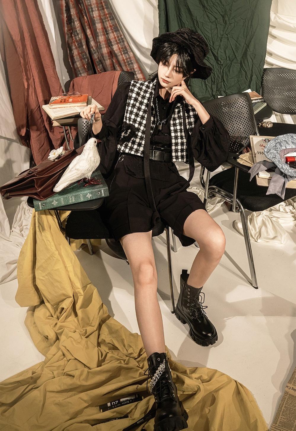 ZJstory - Gilded Age - Vintage Lolita Vest Suit Oil Painting Style Skirt Coat