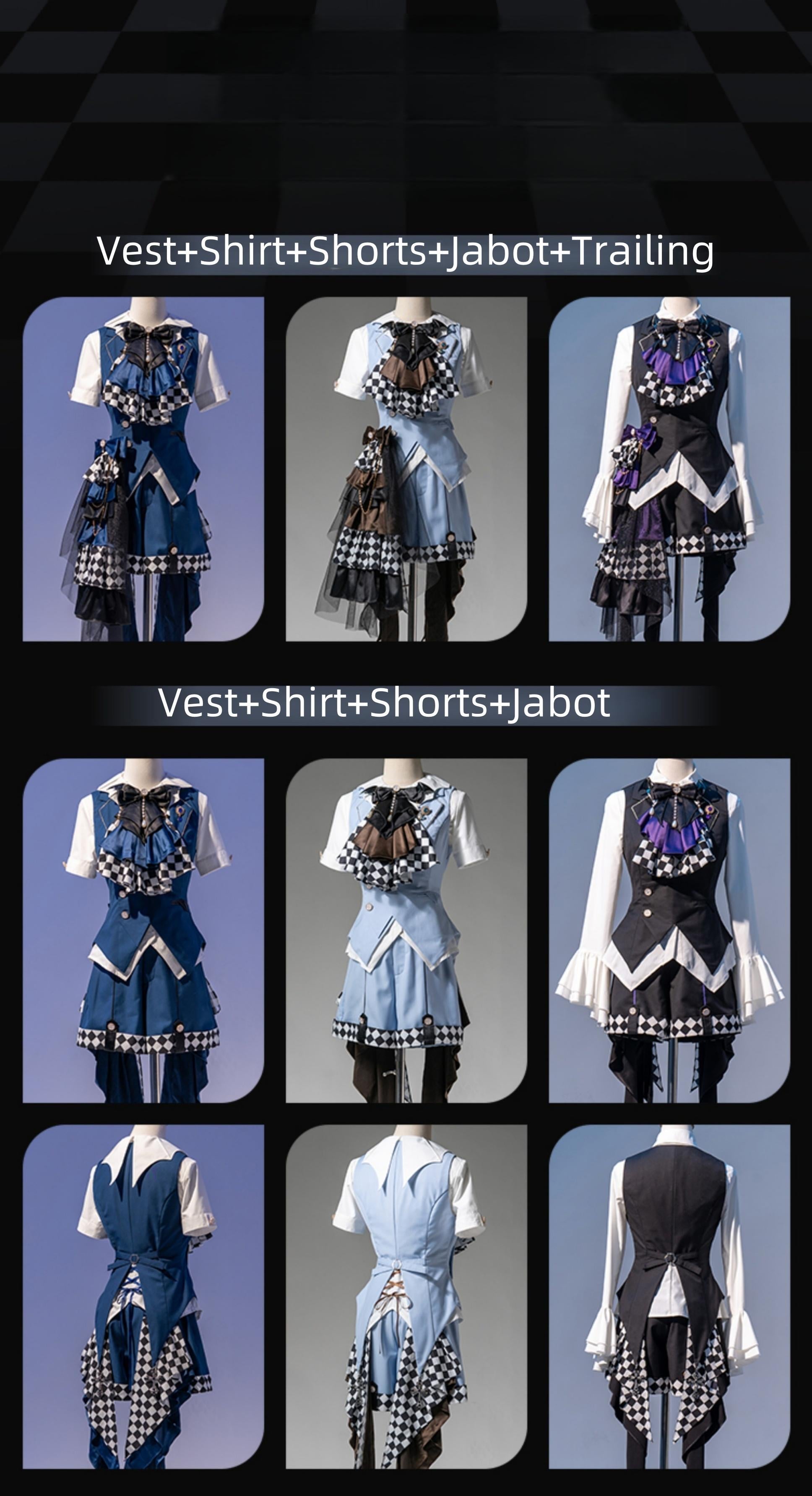 Forest Fluorescent Carps - The Judge's Game - Light Blue Ouji Lolita Shorts, Short Sleeve Shirt