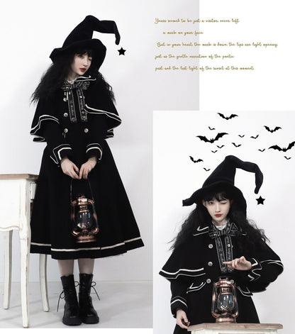Unideer - Galaxy Traveler - Classic School Lolita Overcoat with Detachable Cape and Bow