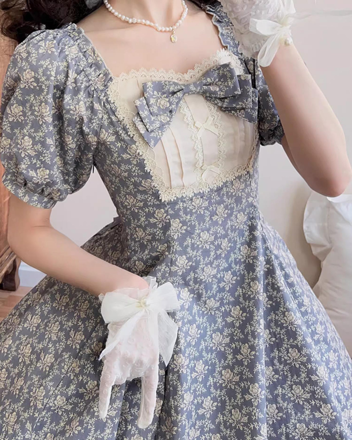 Forest Song - Pastoral Poem - Elegant Lolita OP Dress Floral Print 6-Piece Cut Lolita Dress