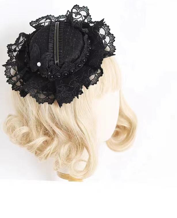 xiaogui - Vintage Lolita Tea Party Lace Top Hat