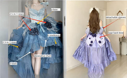 Meowing and Fruity - Swan Wonderland - Fairy Lolita JSK with High-Low Hem