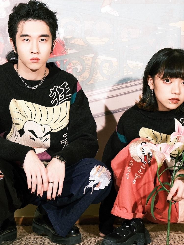 Two-color stitching wide-leg pants【s0000003617】