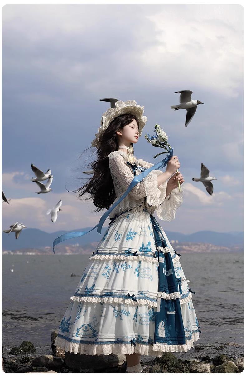 NanShengGe - Mulberry Poem - Country Lolita Printed Dress with Cardigan Set