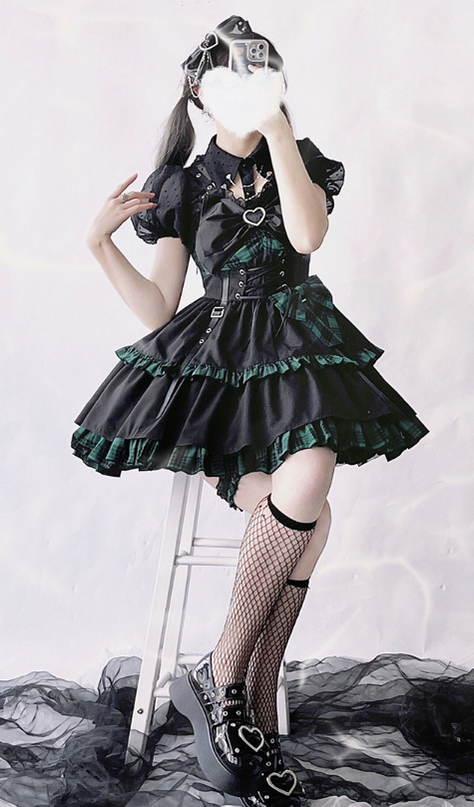Alice Girl - Gothic Lolita Dress Blue Plaid Jumper Dress