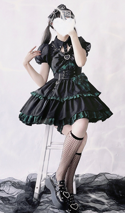Alice Girl - Gothic Lolita Dress Blue Plaid Jumper Dress