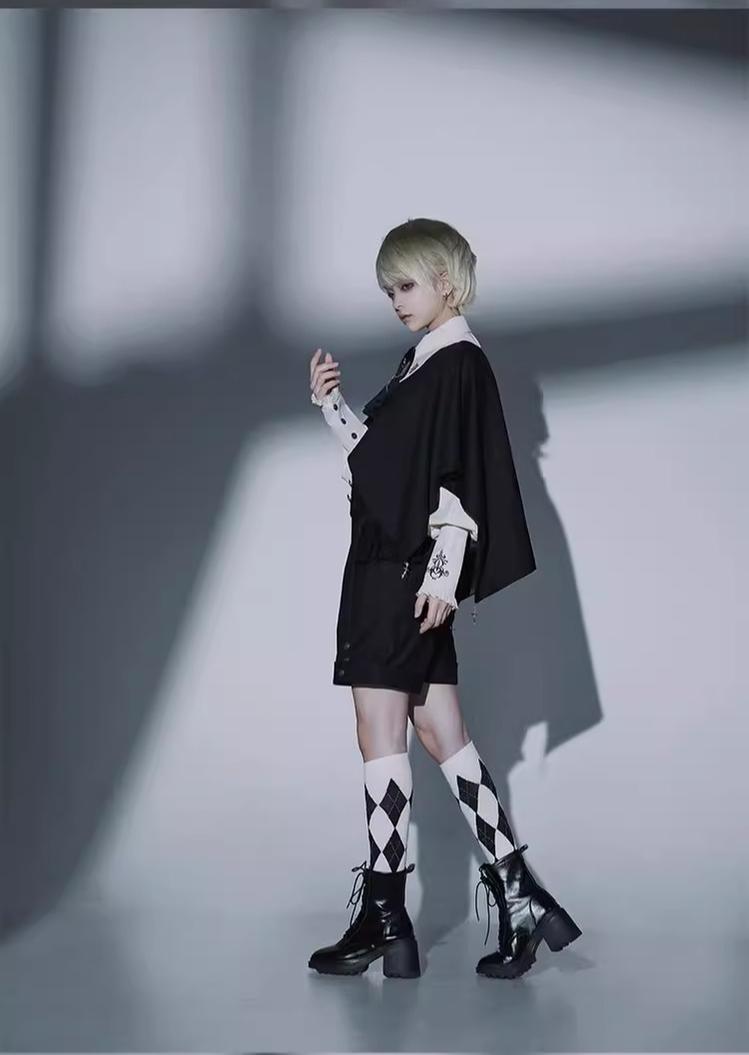 CastleToo - Night Raven Magic - Ouji Lolita Dress Set, Suspender Shorts & Cape