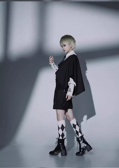 CastleToo - Night Raven Magic - Ouji Lolita Dress Set, Suspender Shorts & Cape