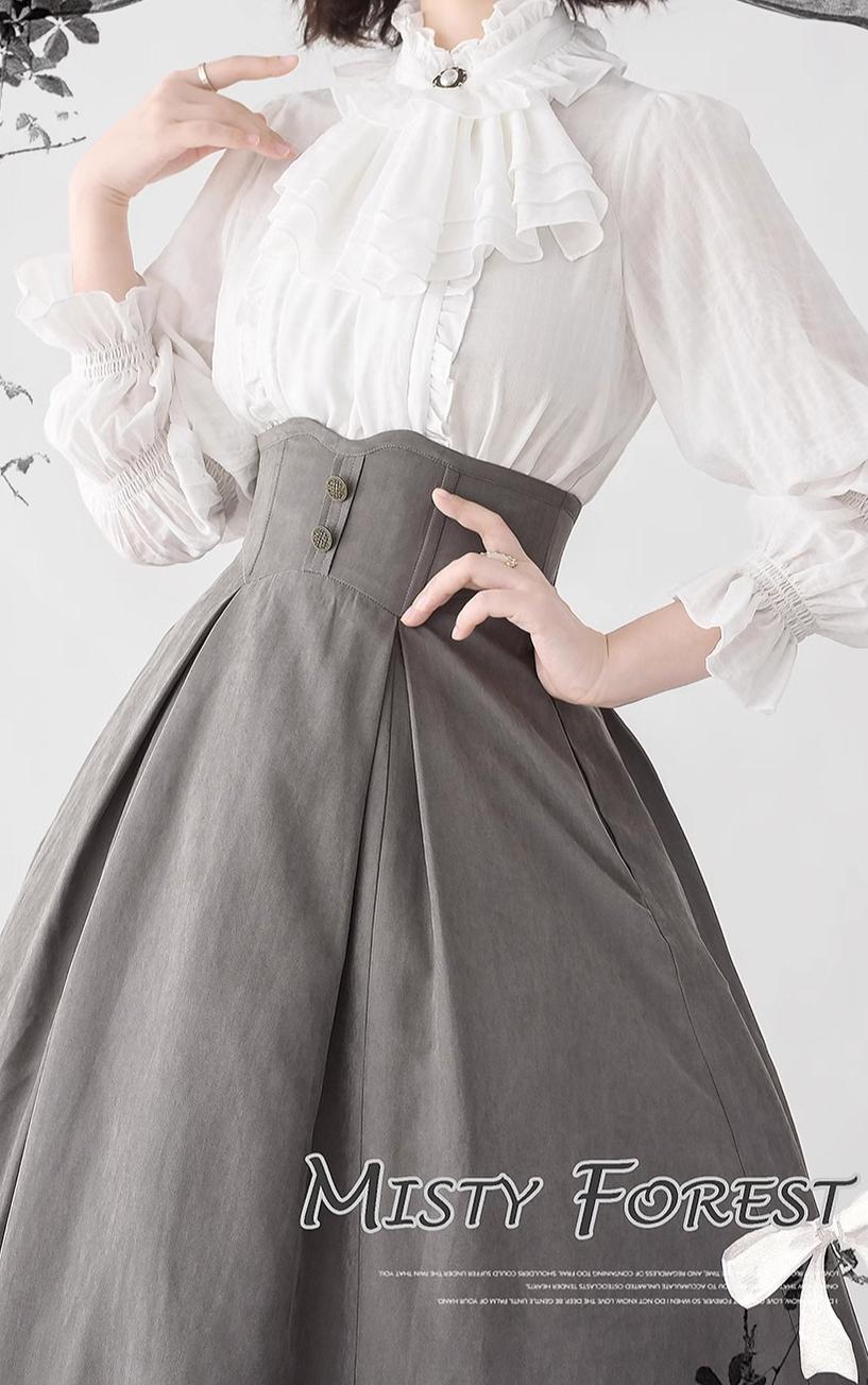 Forest Wardrobe - Misty Forest - Elegant Vintage Fishbone Lolita Long Skirt & Vest