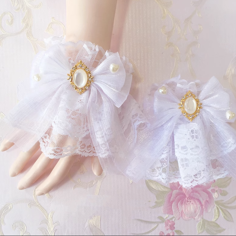 Sakura Home - Sweet Lolita Handmade Lace Bows Cuffs