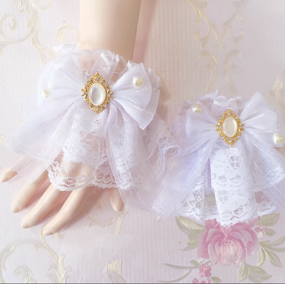 Sakura Home - Sweet Lolita Handmade Lace Bows Cuffs