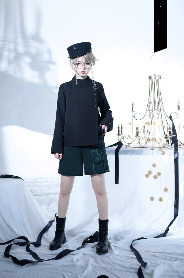 Princess Chronicles - Ruwoxichen - Retro Ouji Lolita Prince Style Black Blouse
