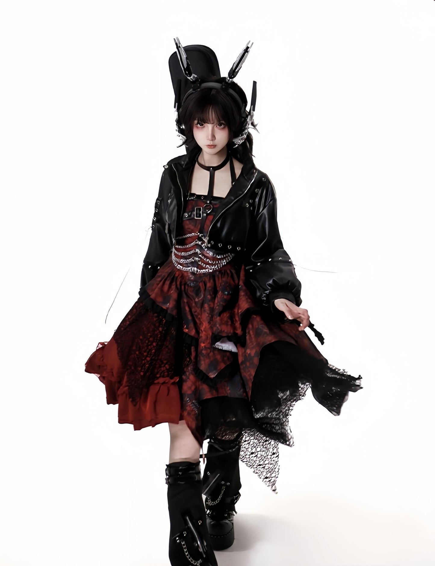 YingLuoFu - Bleeding Strawberry - Gothic Lolita JSK Dress With Jacket/Rib Chain Accessory